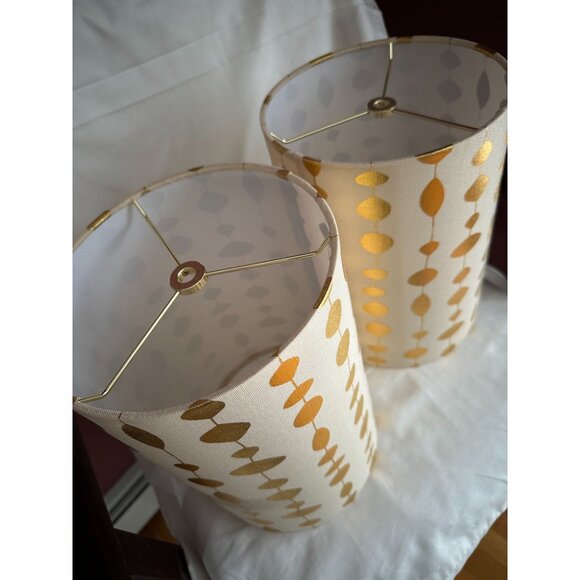 2 Transitional Drum (Cylinder) Shaped Spider Construction Lamp Shades in Beige, - Picture 2 of 2